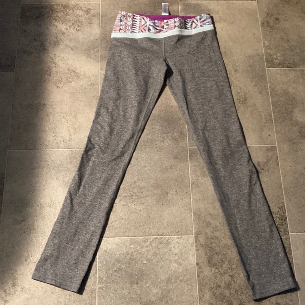 Ivivva Gray Kids Leggings with Patterned Waistband